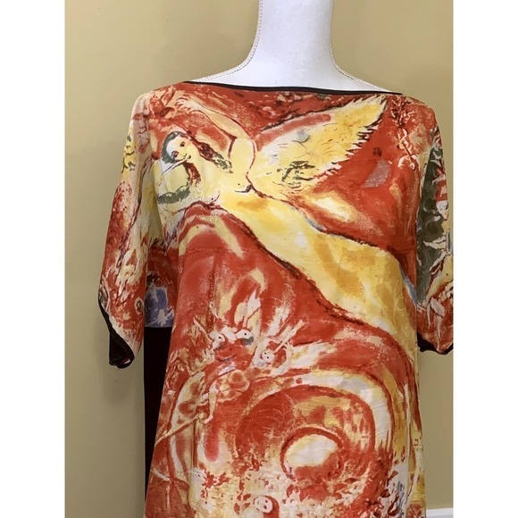 Sami Lott of New Orleans art-to-wear silk tunic/dress, artsy, colorful, one size - Picture 4 of 5